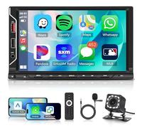 Rimoody Autoradio 2 Din avec Carplay sans Fil Android Auto Bluetooth Mains Libres Écran Tactile 7 Pouces Autoradio avec Bluetooth Mirror Link Radio FM USB/TF/AUX Commande au Volant Caméra de Recul