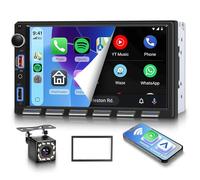 Rimoody Autoradio 2 Din avec sans Fil Carplay Android Auto You-Tube iOS/Android Mirror Link 7 Pouces Écran Tactile Autoradio avec Bluetooth FM Radio USB/AUX/EQ Commande au Volant Caméra de Recul