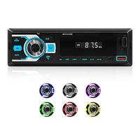 Rimoody Autoradio Bluetooth 1 Din, Radio Voiture 1 Din avec Bluetooth Mains Libres FM USB/SD/AUX-in Localisation d'application Mobile Commande vocale Lumière 7 Couleurs Contrôle d'application