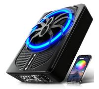 Rimoody Caisson de Basse pour Voiture, 10 Pouces, 1000W Max, 400W RMS, Profil Bas, Contrôle de Phase 0-180°, Boost de Basses 0-18dB, Installation sous Siège avec Éclairage d'ambiance LED Multicolore