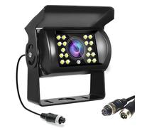 Rimoody Caméra de Recul 4 Pin Aviation Mâle IR Vision Nocturne Pas de Ligne Auxiliaire sans Changer la Couleur IP67 Caméra de Recul étanche pour SUV/Bus/Caravanes/Camion/Remorque/Voiture 9V-36V