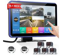 Rimoody Caméra de Recul 5 Caméras Set, 10.1 Pouces Moniteur 5 Écran Divisé, 1080P Caméra de Recul IP68 Étanche, Vision Nocturne, avec BSD/Loop Video/DIY Ligne Inversée pour Camion/Bus/Van/Caravane