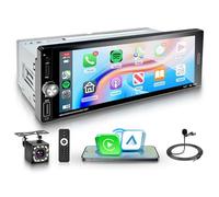 Rimoody Carplay Autoradio 1 Din avec A-pple Carplay Android Auto 6.9 Pouces Écran Tactile Autoradio avec Mirror Link Bluetooth FM Radio USB/AUX/DVR/EQ/Type C Commandes au Volant Caméra de Recul