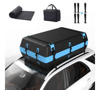 Rimoody Coffre de Toit de Voiture 21 Pieds Cubes Pliable 595L étanche sur Le Toit de Voiture avec/sans Porte-Bagages,pour Voyages Camping,avec Tapis antidérapant étanche à Fermeture éclair 6 Crochets