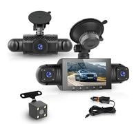 Rimoody Dashcam Voiture 1080P, 4 Caméras, Protection 360°, 3 Pouces Écran IPS, Vision Nocturne, Capteur G, Surveillance du Stationnement, Enregistrement en Boucle, Compensation d'Exposition