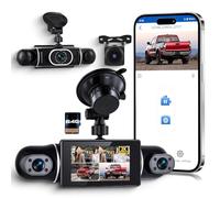 Rimoody Dashcam Voiture 2K 4 Caméras, WiFi App Viidure, Caméra de Bord 360° avec Vision Nocturne, G-Sensor, Aide au Stationnement, Écran 3 Pouces pour Voiture