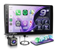 Rimoody sans Fil Carplay Autoradio 2 Din avec Android Auto You-Tube VI-Link Bluetooth FM/RDS DSP EQ, 9 Pouces Écran Tactile Radio Double Din avec Mirror Link USB EQ Commande au Volant Caméra de Recul