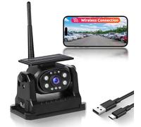Rimoody Solaire Sans fil Caméra de Recul, Magnétique Caméra de Recul Sans Fil avec 10000mAh Batterie Rechargeable Vision de Nuit IP68 étanche Ligne Inversée, pour Camions/Remorque/Camping-car/Caravane