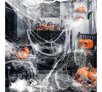 Rimotedeso déco Halloween, Toile d'araignée avec 30 araignées | 200g toile d'araignée Halloween, 30 araignées, toiles denses douces, déco extérieur Halloween, sans outil