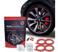 Rimsavers Protection Jantes Voiture en Alliage Rouge - pour Jante Plates Jusqu’à 24” x 4 | pour Jantes à Bord Plat | 3 Couleurs | Installation Faire Soi-Même | Accessoire Voiture