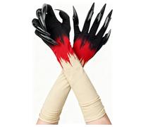 Rimtpuz Halloween Lange Pfotenhandschuhe mit Gruseligen Nägeln - Elastische Gespenst-, Teufel- & Katzen-Krallenhandschuhe - Cosplay & Halloween Kostüm Zubehör（rote）