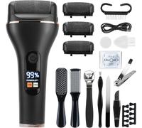 Rimuovi Calli Elettrico Nero Set Pedicure Cura Piedi, Étanche Ipx7 Affichage Led 2 Vitesses Avec Accessoires Cadeau Pour Femmes