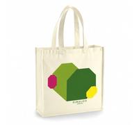 Rinaldo Design Sac cabas en toile de coton naturel avec motif géométrique figuier de Barbarie dessiné en Sicile Tote bag 40 x 42 x 13 cm
