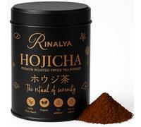 RINALYA Hojicha Bio 80g - Thé Vert Torréfié Japonais en Poudre - Pour Hojicha Chaud, Glacé ou Latte - Faible en Caféine, Sans Amertume, Riche en Antioxydants - Vegan, sans-OGM