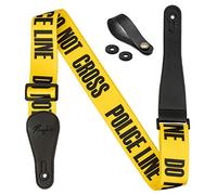 Rinastore Sangle de guitare Jaune"POLICE LINE" avec bouton de sangle et 2 verrous de sangle pour guitare basse, électrique et acoustique jaune