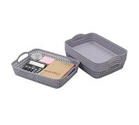 Rinboat Panier en Plastique Rangement, Gris Panier Rectangulaire, Taille A4, Lot de 6