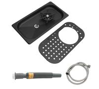 Rinçage de pichet, lavage à haute pression avec tuyau de bac d'égouttage de vidange, outil de nettoyage de verre de laveuse de tasse de rinçage de pichet en acier inoxydable 304 (Noire)