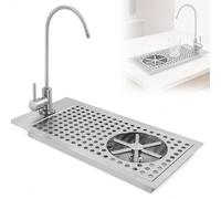 Rince-verres Encastré Avec Robinet, Rince-pichets Professionnel En Acier Inoxydable, Avec Buse Haute Pression Multi-angles, Drainage Rapide Nettoyage Facile, Pour Bars, Cafés Usage Domestique - Argent