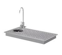 Rinceur De Verre Avec Robinet, Lave-gobelet Commercial En Acier Inoxydable, Buse De Nettoyage Multi-angle, Avec Égouttoir Et Bac D'égouttement, For Maisons, Restaurants, Bars, Cafés(57.5x37.5cm)