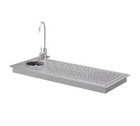 Rinceur De Verre Avec Robinet, Lave-gobelet Commercial En Acier Inoxydable, Buse De Nettoyage Multi-angle, Avec Égouttoir Et Bac D'égouttement, For Maisons, Restaurants, Bars, Cafés(75.5x37.5cm)
