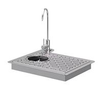 Rinceur De Verre Avec Robinet, Lave-gobelet Commercial En Acier Inoxydable, Buse De Nettoyage Multi-angle, Avec Égouttoir Et Bac D'égouttement, For Maisons, Restaurants, Bars, Cafés(39.5x37.5cm)