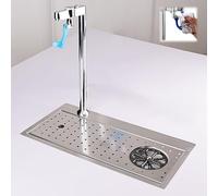 Rinceur de Verre, Kit de Nettoyage Automatique Tasses en Acier Inoxydable avec Robinet Poussoir et Bac D'égouttage, pour Bar, Cuisine, Hôtel, Café.(47 * 23.5 * 44.7CM)