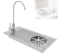 Rinceur en verre intégré en acier inoxydable et carafe avec robinet - Buse haute pression multi-angle, vidange rapide pour bars, cafés et maison (argent)