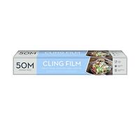 RINCS Essentials Film alimentaire, rouleau de 50 mètres, transparent, passe au micro-ondes et au congélateur (paquet de 1)
