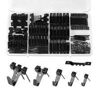 Rindion Kit de 330 crochets muraux avec crochets muraux, dents de scie et clous de quincaillerie, crochets pour cadre, peinture, œuvres d'art, photo, montage mural (noir)