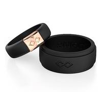 Rinfit Alliances assorties en silicone pour couple - Ensembles d'alliances en silicone pour elle et lui - Design breveté MetalInfinity & Infinity, Women 6 & Men 10, Silicone et acier inoxydable