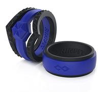 Rinfit Bague de fiançailles en silicone pour homme et femme - Pour elle et lui - Noir et bleu - Flexible et durable, Men 9 & Women 7, Silicone, Non connu