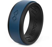 Rinfit - Bague de mariage en silicone pour homme - 1 ou 3 anneaux - Design respirant - Caoutchouc silicone - Taille 7-14 (7, Noir et bleu marine)