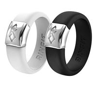 Rinfit Bagues en silicone pour femme de 6 mm de large et 7 mm de large, 2 mm d'épaisseur - Alliance en silicone - Bague infini avec plaque en métal - Design breveté, Size 8, Silicone, Aucune pierre