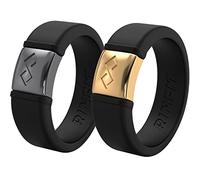 Rinfit Bagues en silicone pour femme de 6 mm de large et 7 mm de large, 2 mm d'épaisseur - Alliance en silicone - Bague infini avec plaque en métal - Design breveté, Size 13, Silicone, Aucune pierre