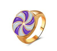 Ring à carreaux à carreaux colorés créatif vintage drop huile géométrique émail anneaux pour les femmes bijoux de la mode des filles
