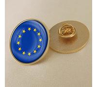 Ring Beautiful Star Eu Flag Pin Badges,National Waving National Lapel Émail Badges Pins,Diy Broche Souvenir Cadeau Pour Hommes Femmes Sac À Dos Chemise Bijoux Accessoires,Rectangle 25Mm,Image