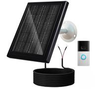 Ring Chargeur solaire, 5 W 12 VAC, compatible avec Ring Video Doorbell 3/3+/4, batterie Video Doorbell Pro, câble de charge étanche de 5 m, support réglable à 360° (noir, 1 pièce)