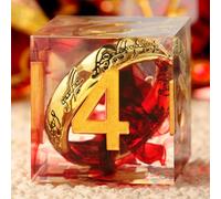 Ring DND DNDND Lot de 7 dés à bords tranchants en résine rouge sang avec anneau magique à l'intérieur pour Donjons et dragons - Boîte cadeau dragon