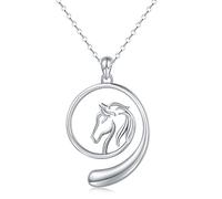 Ring Holder Necklace for Women - 925 Sterling Silver Mountain Dog Music Necklaces Wedding Engagement Rings Holder Jewelry for Wife Ring Keeper Necklace Mothers Day Gift (Horse)