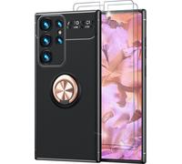 Ring Housse en silicone pour Samsung Galaxy S23 Ultra, 2x protection d'écran Rose Gold