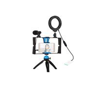 Ring LED Selfie Light Kits PULUZ 4,7 pouces avec microphone + Trépied + Tête de trépied Cold Shoe (Bleu) Bleu G