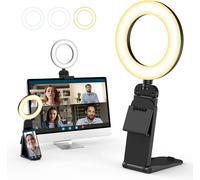 Ring Light 5"" pour Ordinateur, Téléphone, Webcam ¿ Anneau Lumineux avec Rotation à 360°, 3 Modes d¿Éclairage et 10 Niveaux de Luminosité pour Selfie, Maquillage, Visioconférence, Streaming