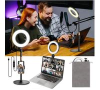 Ring Light avec Trépied et Clip 6"" Anneau Lumineux de Table avec Support et Support de Téléphone Lumière pour Vidéoconférence