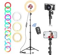 Ring Light avec Trépied Grand, 182cm/71.5” Trepied Smartphone Lumineux, Anneau Lumineux 10" pour Selfie, Maquillage, Camera Vlog, TikTok