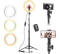 Ring Light avec Trépied, Trépied Smartphone Lumineux Professionnel, 10"" Anneau Lumineux avec 3 Modes d'Eclairage pour Selfie, Photo, Caméra Vidéo, Tiktok & Youtube en Direct