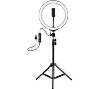 Ring Light Selfie LED 26 cm, 3 modes, avec trépied et support de téléphone - Noir Noir G