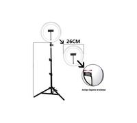 Ring Light Selfie LED 26 cm avec trépied et télécommande sans fil - Noir