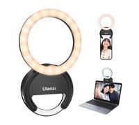Ring Light Telephone ULANZI 4" Selfie Lumiere Photo， 3 Températures Couleur 3000K-7000K， Right Light 5 Niveaux Luminosité， Lumière Laptop für Vidéo Conférence Streaming Make-up Vlog Youtube TikTok