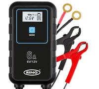 RING SMARTCHARGE Chargeur de Voiture 6 A avec Pinces Crocodiles et Crochet de Suspension intégré - Compatible avec Batteries Lithium-ION, Plomb-Acide, Gel, Calcium, EFB et AGM