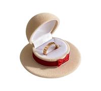 Ring Storage Box, Proposal Jewelry Case, Bowler Hat Organizer with Red Bow Accent, Velvet Display Holder with Soft Cushion Insert, Ring Gift Box, for Earring Stud Jewelry Ceremony Valentines Day
